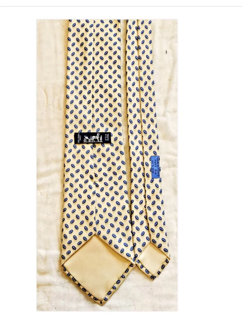 Hermes Geometric Chaine D'Ancre Yellow Men's Silk Tie 7957 EA 3.5